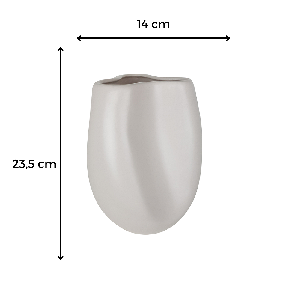 Vaso de Cerâmica Ravena Palha Fosco Dupla 28 Cm e 23,5 Cm - 3