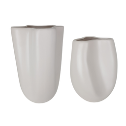 Vaso de Cerâmica Ravena Palha Fosco Dupla 28 Cm e 23,5 Cm - 1