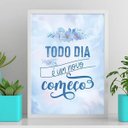 Ver imagem 2 de Quadro Todo dia um novo começo 24x18cm - com vidro:Madeira preta