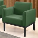 Ver imagem 2 de Poltrona Decorativa Base Madeira Preto Maressa Suede Verde - Ibiza