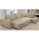 Ver imagem 1 de Sofá de Canto Retrátil e Reclinável com Molas 3,00x2,00 Berlim Suede Bege Mirra Decor