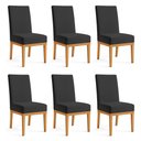 Ver imagem 1 de Kit 6 Cadeiras de Jantar Brisa Suede Preto Base de Madeira - Pallazio