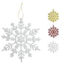 Ver imagem 1 de Flocos de Neve Branco 10 Pendentes Grande c/ Glitter Decoração Enfeite Árvore Natal