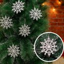 Ver imagem 3 de Flocos de Neve Branco 10 Pendentes Grande c/ Glitter Decoração Enfeite Árvore Natal