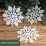 Flocos de Neve Branco 10 Pendentes Grande C/ Glitter Decoração Enfeite Árvore Natal - 10