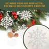 Flocos de Neve Branco 10 Pendentes Grande C/ Glitter Decoração Enfeite Árvore Natal - 4