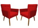 Ver imagem 1 de Kit 2 Poltronas Decorativa Onix Suede Vermelho Pés Madeira Mz Decor