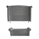 Ver imagem 1 de Kit Realeza Cabeceira de Cama Box e Calçadeira Baú Casal 140 Cm Suede Prata Eli Móveis