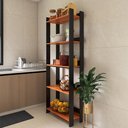 Ver imagem 4 de Armário de Cozinha com 3 Prateleiras e Sapatas Plásticas Nos Pés - Preto com Nature