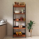 Ver imagem 1 de Armário de Cozinha com 3 Prateleiras e Sapatas Plásticas Nos Pés - Preto com Nature
