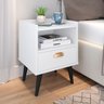 Kit 2 Mesas de Cabeceira Decorativa Quarto Criado 1 Gaveta Puxador Concha Retrô Estilo - Branco - 2