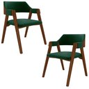 Ver imagem 1 de Kit 2 Cadeiras Sala de Jantar e Jogos Carteados Madeira Maciça Poker Veludo Verde/imbuia G42 - Gran