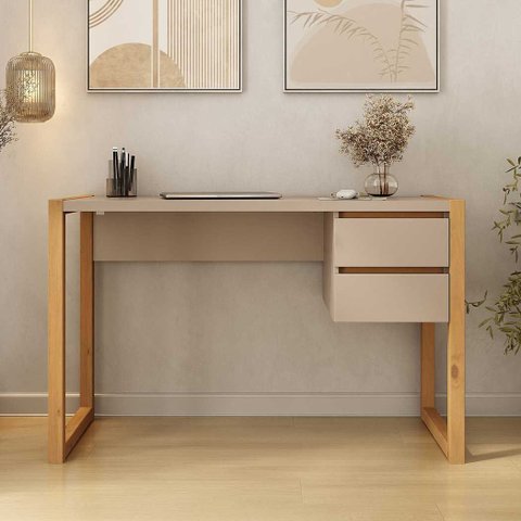 Mesa Home Office 120 cm Cashmere Fendi Madeira 2 Gavetas Belinda Idimex