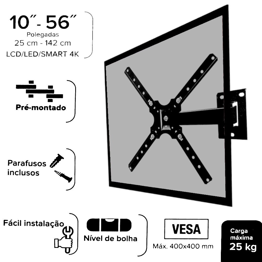 Suporte Articulado para Tv Led Lcd 10 a 56 Polegadas - 2