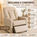 Ver imagem 2 de Poltrona do Papai Mamãe Reclinável Compacta Descanso Idosos Corino Bege Sala de Estar Amamentação