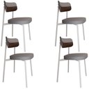Ver imagem 1 de Kit 04 Cadeiras Estofada para Sala de Jantar Astrid Branco C01 Linho Cinza Courino Whisky - Lyam