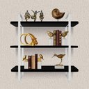 Ver imagem 2 de Kit 02 Prateleiras Tripla Hone de 25 Cm - Branco/preto