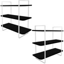 Ver imagem 1 de Kit 02 Prateleiras Tripla Hone de 25 Cm - Branco/preto