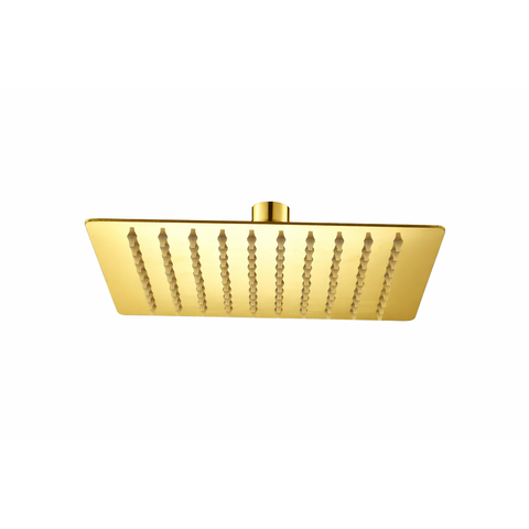 Ducha Chuveiro Quadrada 20x20 Slim Gás Solar Banheiro Piscina Dourado Brilhante Metal Premium Luxo