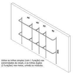 Arara de parede - 3,10m Smart black - 2