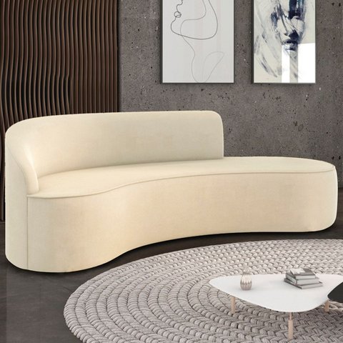 Sofá 4 Lugares para Sala 220cm Orgânico Wendi Suede Bege I01 - Mpozenato