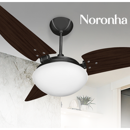 Ventilador de Teto Noronha Preto Com 3 Pás Tabaco de MDF 220 V Ventex - 2