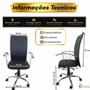 Ver imagem 2 de Cadeira Escritório Presidente Cinza NR17 Ergonômica Giratória Braços Luxo Cromo Dvl com Rodízios