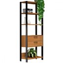 Ver imagem 2 de Estante para Livros Home Office 100% Mdf 2 Gavetas Freijó/preto - Panorama Móveis