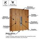 Ver imagem 3 de Guarda-roupa Casal 10 Portas e 2 Gavetas com Espelho em Madeira Dallas Carvalho - Straub Web