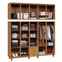 Ver imagem 4 de Guarda-roupa Casal 10 Portas e 2 Gavetas com Espelho em Madeira Dallas Carvalho - Straub Web