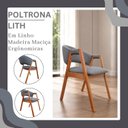 Ver imagem 7 de Combo 4 Poltronas Lithi Cinza-Escuro Tecido Linho Escritórios & Recepções