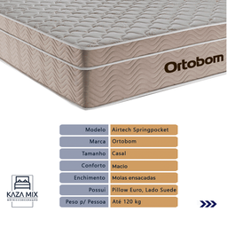 Cama Box e Colchão Airtech Springpocket Molas Ensacadas Casal Ortobom: Bege - 2