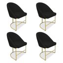Ver imagem 1 de Kit 04 Cadeiras Poltrona de Jantar Bela Suede Preto Base Metálica Industrial Dourado - Pallazio
