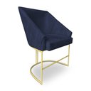 Ver imagem 2 de Poltrona Decorativa Alana Suede Azul Marinho Base de Ferro Dourado - Pallazio