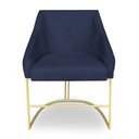 Ver imagem 3 de Poltrona Decorativa Alana Suede Azul Marinho Base de Ferro Dourado - Pallazio