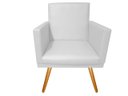 Ver imagem 1 de Poltrona Decorativa Nina Couro Branco Pés Madeira Ms Decor