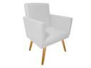 Ver imagem 2 de Poltrona Decorativa Nina Couro Branco Pés Madeira Ms Decor
