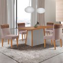 Ver imagem 1 de Mesa de Jantar Diane 120cm Tampo Mdf Laminado com 4 Cadeiras Andes Moderna Mobília