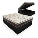 Ver imagem 1 de Cama Box Baú Casal Conforto Sintético Preto + Colchão Casal Conforto Espuma D33 Com EPS 14x138x188