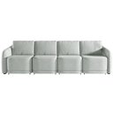 Ver imagem 2 de Sofá Cama Modulado Retrátil e Reclinável Decorativo Varsóvia 356cm Veludo Cinza G33 - Gran Belo