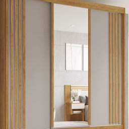 Guarda-roupa Casal com Espelho 3 Portas 4 Gavetas Atenas com Pés 100% Mdf Salleto Cinamomo - 9 Guarda-roupa Casal com Espelho 3 Portas 4 Gavetas Atenas com Pés 100% Mdf Salleto Cinamomo - 9