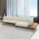 Ver imagem 1 de Sofá Sala de Estar Living Design Moderno 330cm Mesa Lateral Pés de Ferro Manacor Linho e Pu Bege/car