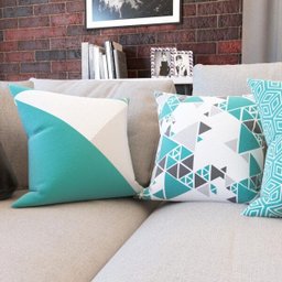 Kit 4 Capas de Almofadas Azul Turquesa Decorativas e Geometricas Para Sofá 40x40 - Novadecora - 3