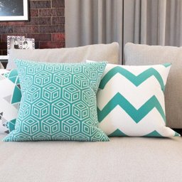 Kit 4 Capas de Almofadas Azul Turquesa Decorativas e Geometricas Para Sofá 40x40 - Novadecora - 4