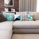 Ver imagem 2 de Capas de Almofadas Azul Turquesa e Cinza Geométricas e Decorativas Fé 40x40 - Novadecora