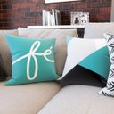 Ver imagem 3 de Capas de Almofadas Azul Turquesa e Cinza Geométricas e Decorativas Fé 40x40 - Novadecora