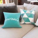 Ver imagem 3 de Kit 5 Capas de Almofadas Azul Turquesa Gratidão Decorativas Para Sofá - Novadecora