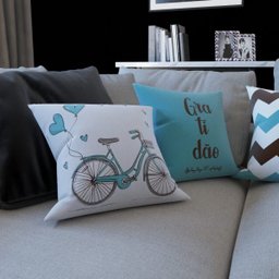 Capas de Almofadas Decorativas Azul Turquesa e Marrom Bike Gratidão Para Sofá 40x40 - Novadecora - 3