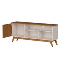 Ver imagem 5 de Rack com Painel para Tv 60 Polegadas Pés Madeira Maciça Ripado Off White/Freijó Retrô Malbec