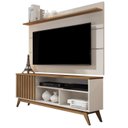 Ver imagem 2 de Rack com Painel Ripado Retrô para TV até 60 Polegadas MDF 136CMX133CM Pés em Madeira Maciça Off White Freijó Malbec